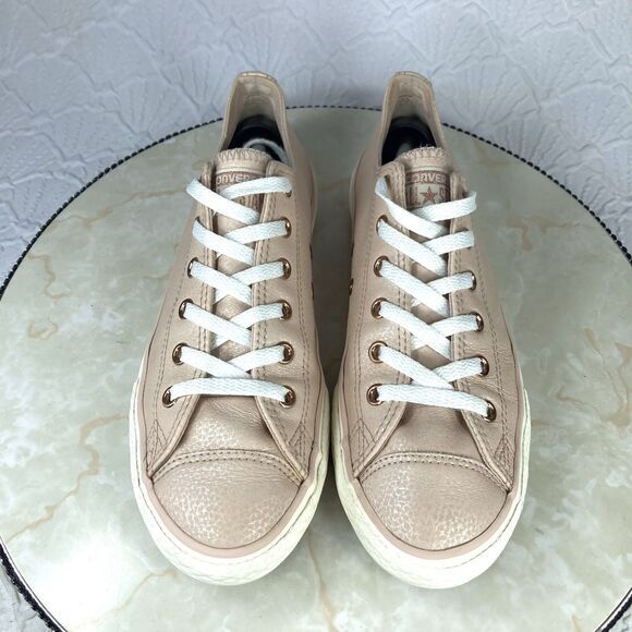 Converse All Star Sneakers Womens Sz 7 Pale Pink All Leather Low Top Skate Shoes - Picture 4 of 12